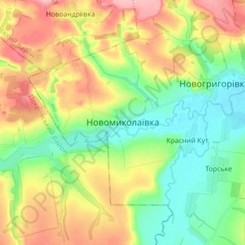 Топографическая карта Новониколаевка, высота, рельеф