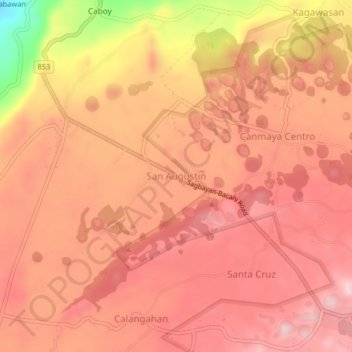 Топографическая карта San Augustin, высота, рельеф