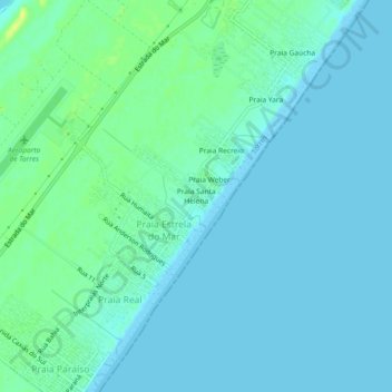 Топографическая карта Praia Santa Helena, высота, рельеф