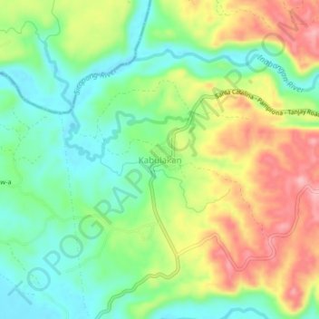 Топографическая карта Kabulakan, высота, рельеф