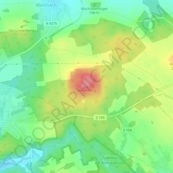 Топографическая карта Wagenberg, высота, рельеф