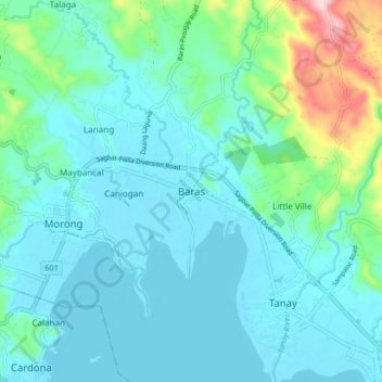 Топографическая карта Baras, высота, рельеф