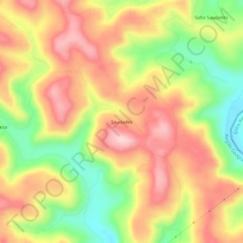 Топографическая карта Saudades, высота, рельеф