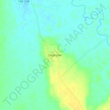 Топографическая карта Чергали, высота, рельеф