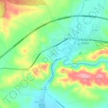 Топографическая карта Osma, высота, рельеф