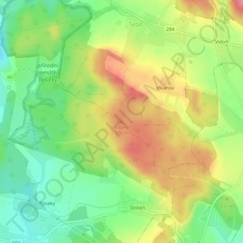 Топографическая карта Vrbina, высота, рельеф