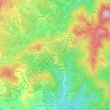 Топографическая карта Cerruti, высота, рельеф