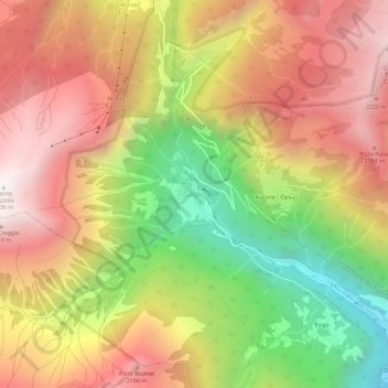 Топографическая карта Goglio, высота, рельеф