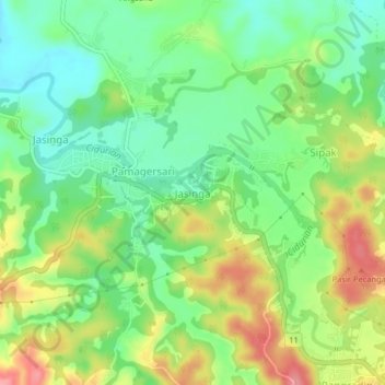 Топографическая карта Jasinga, высота, рельеф