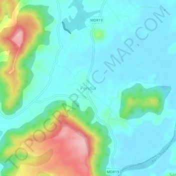 Топографическая карта Pendur, высота, рельеф