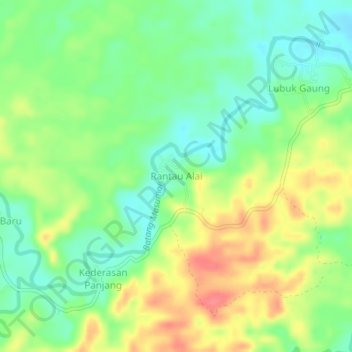 Топографическая карта Rantau Alai, высота, рельеф