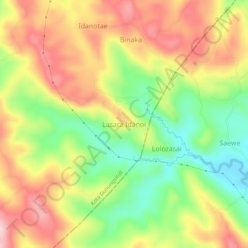 Топографическая карта Lasara Idanoi, высота, рельеф