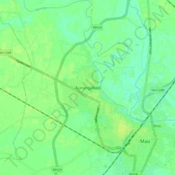 Топографическая карта Aurangabad, высота, рельеф