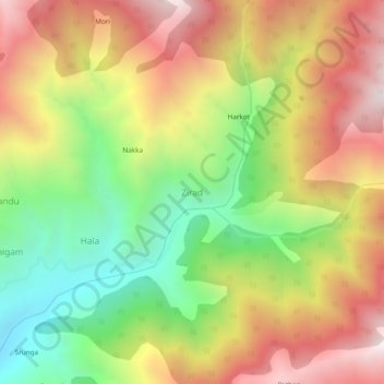 Топографическая карта Zirad, высота, рельеф