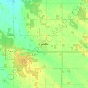 Топографическая карта Tyndall, высота, рельеф