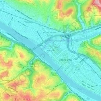 Топографическая карта East Side, высота, рельеф