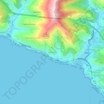 Топографическая карта Polanesi, высота, рельеф