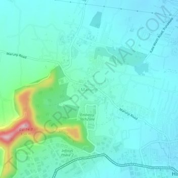 Топографическая карта Marunji, высота, рельеф
