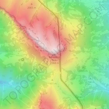 Топографическая карта Большой Тхач, высота, рельеф