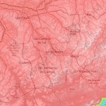 Топографическая карта Santo André, высота, рельеф
