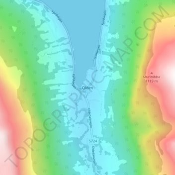 Топографическая карта Olden, высота, рельеф
