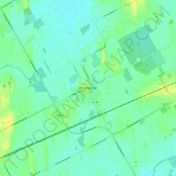 Топографическая карта Winchester, высота, рельеф