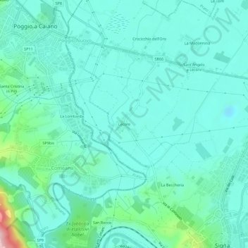 Топографическая карта Lecore, высота, рельеф