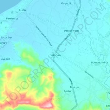 Топографическая карта Balaoan, высота, рельеф