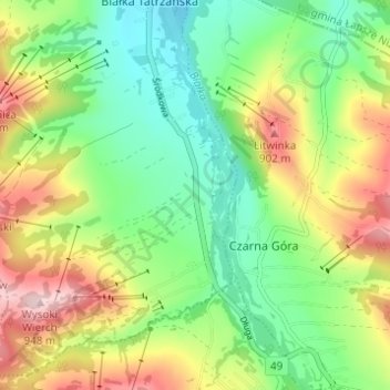 Топографическая карта Korkoszówka, высота, рельеф