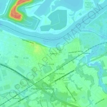 Топографическая карта Roebling, высота, рельеф
