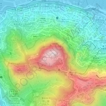 Топографическая карта 扯旗山, высота, рельеф