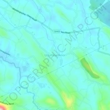 Топографическая карта Udumbannoor, высота, рельеф