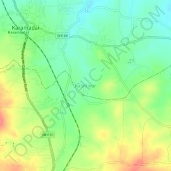 Топографическая карта Kalattiyur, высота, рельеф