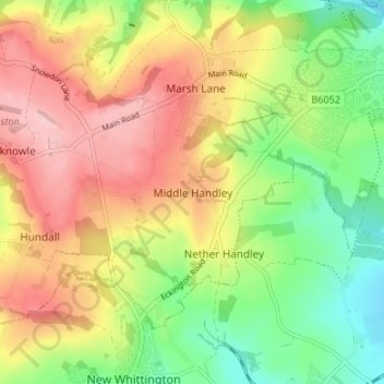 Топографическая карта Middle Handley, высота, рельеф