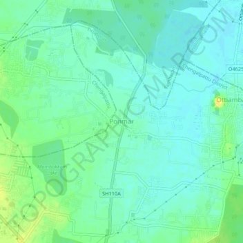 Топографическая карта Ponmar, высота, рельеф