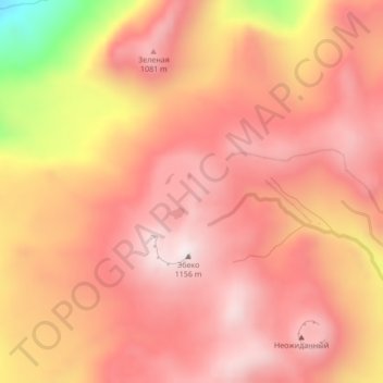 Топографическая карта Эбеко, высота, рельеф