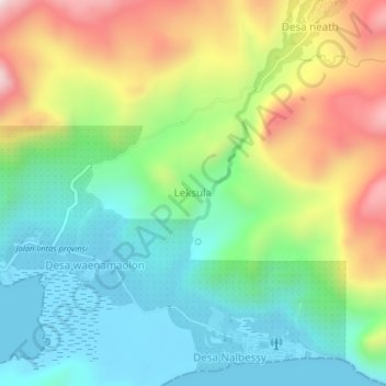 Топографическая карта Leksula, высота, рельеф