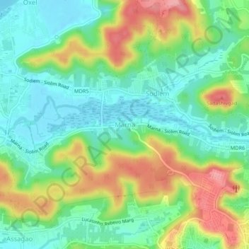 Топографическая карта Marna, высота, рельеф