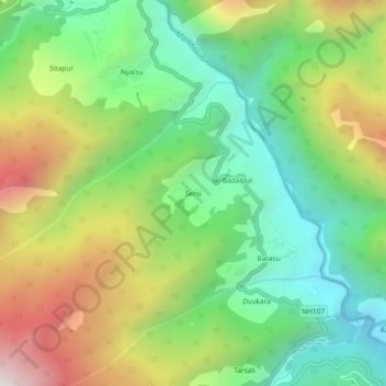 Топографическая карта Sersi, высота, рельеф