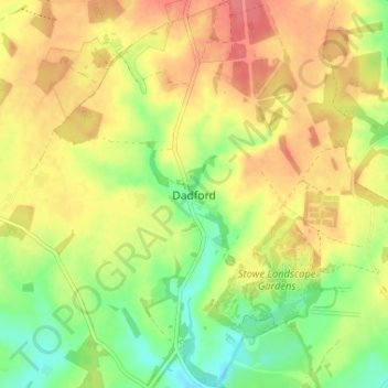 Топографическая карта Dadford, высота, рельеф