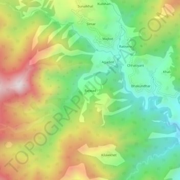 Топографическая карта Bajwad, высота, рельеф