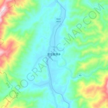 Топографическая карта 官庄畲族乡, высота, рельеф