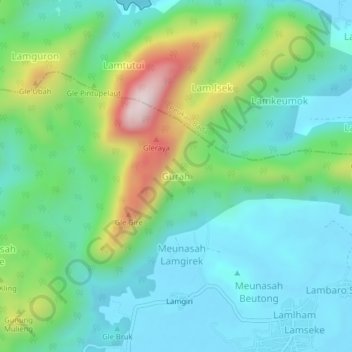 Топографическая карта Gurah, высота, рельеф