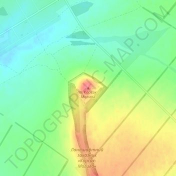 Топографическая карта г.Корсак-Могила, высота, рельеф