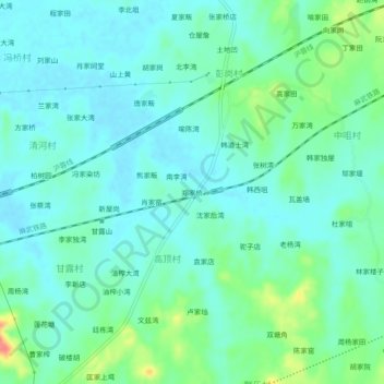 Топографическая карта 郑家桥, высота, рельеф