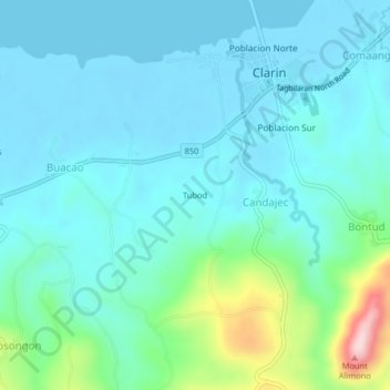 Топографическая карта Tubod, высота, рельеф