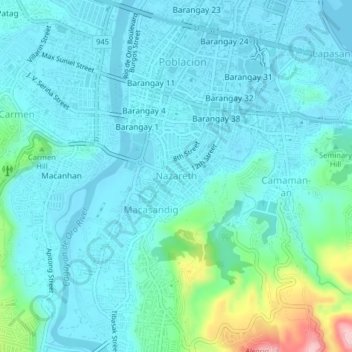 Топографическая карта Nazareth, высота, рельеф