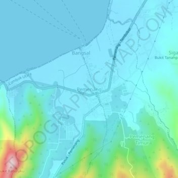 Топографическая карта Pemenang, высота, рельеф
