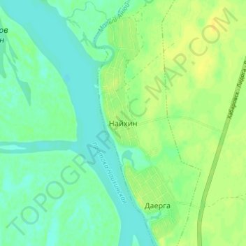 Топографическая карта Найхин, высота, рельеф