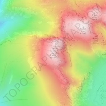 Топографическая карта Sca Fell, высота, рельеф